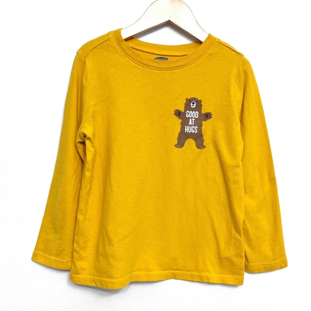 old navy | good at hugs bear long sleeved crewneck tee yellow 5t